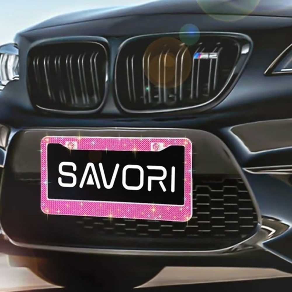 Pink Rhinestone License Plate Frame - Bling Car Accessory!